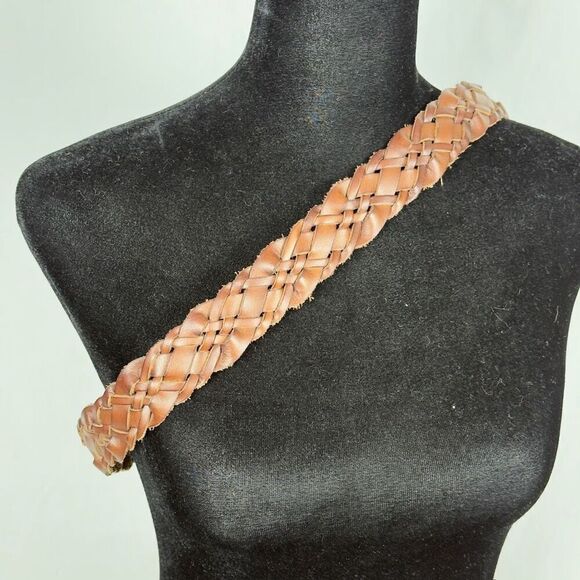Vintage 100% Leather Woven Belt - S/M - Picture 3 of 4